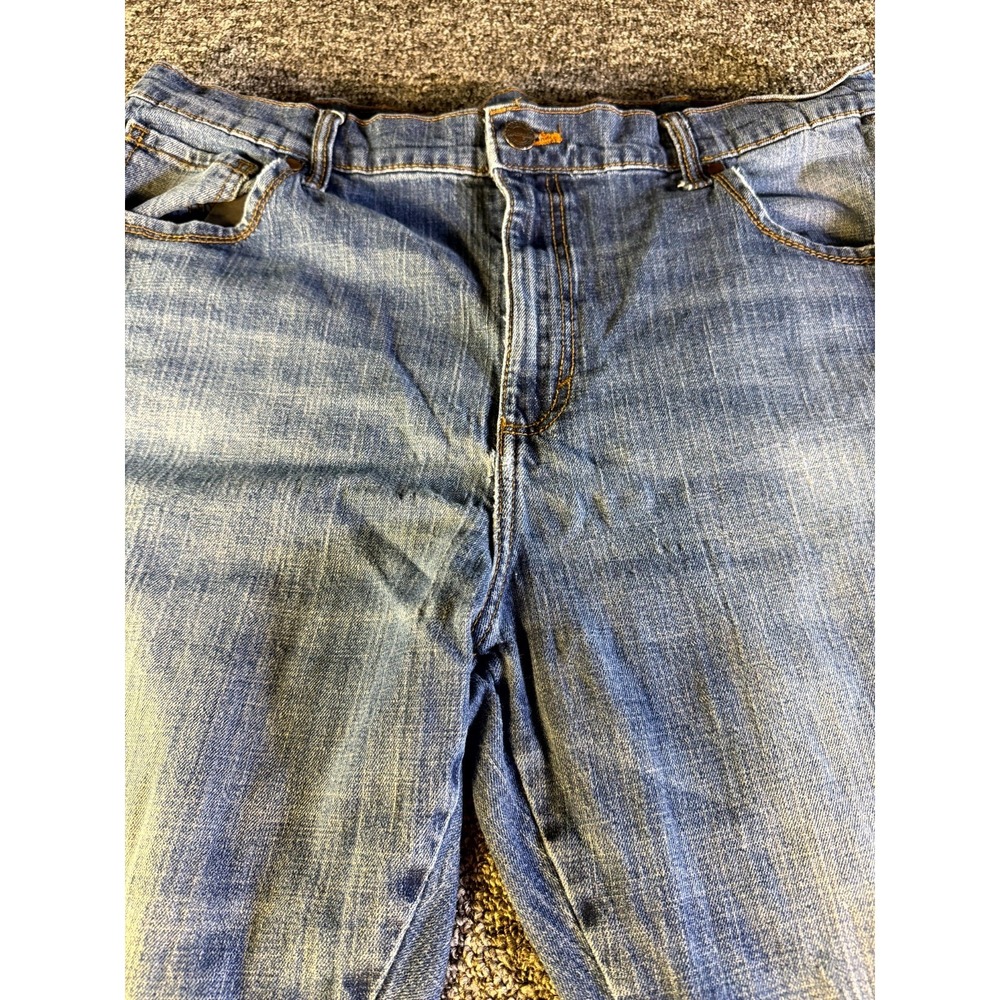 Wrangler Retro Relaxed Boot Jeans Mens 38x36 Blue Whiskered Denim Cotton Stretch - Picture 9 of 15